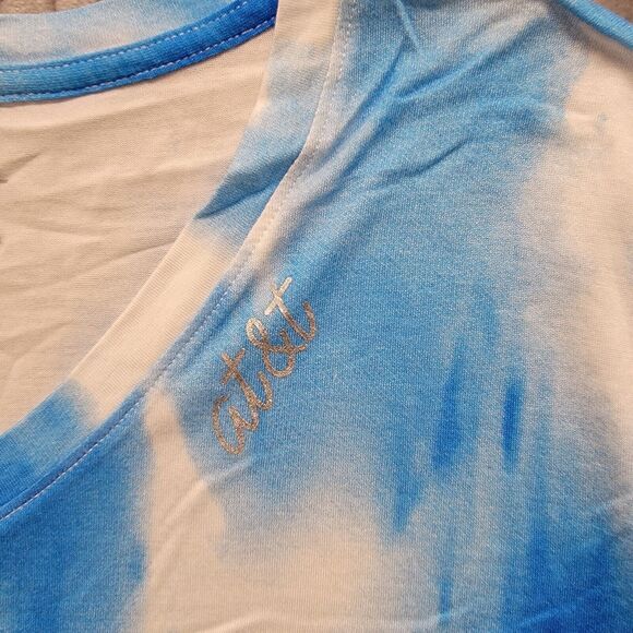 AT&T Top Shirt Womens Size Medium Twist Hem Uniform Employee Team Colors Tie Dye - Picture 5 of 7